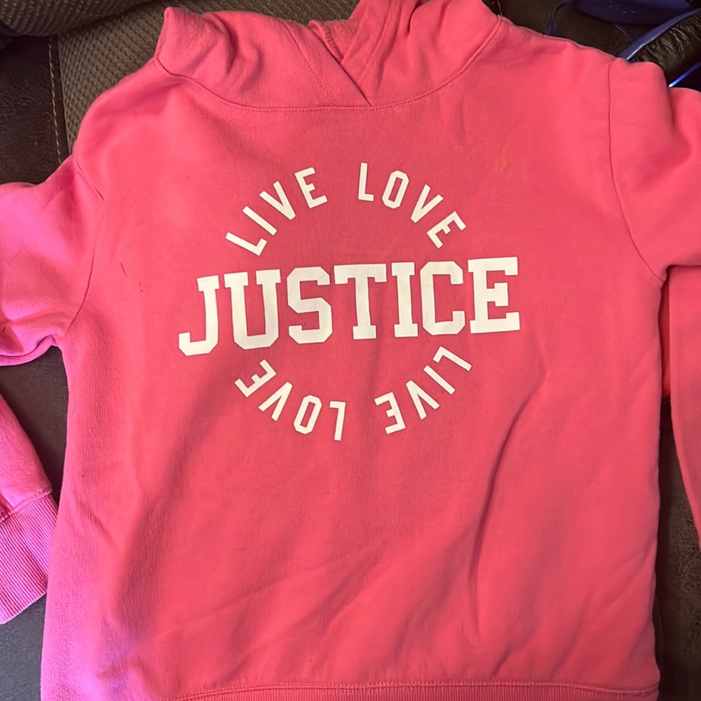 Pink JUSTICE hoodie. Size 10. In perfect condition